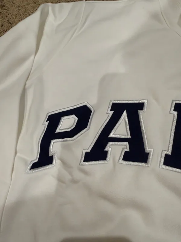Parke varsity mockneck sweatshirt white and navy L/XL - Image 3