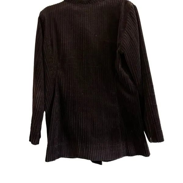 Eileen Fisher Corduroy Jacket Asymmetrical Zipper Brown Womens S - Image 2