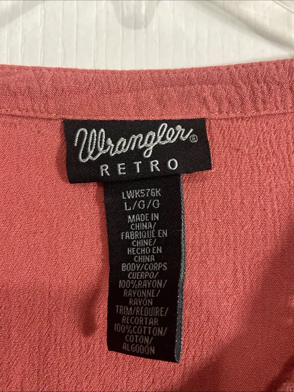 Wrangler Coral Crochet Yoke Peasant Blouse - Image 2