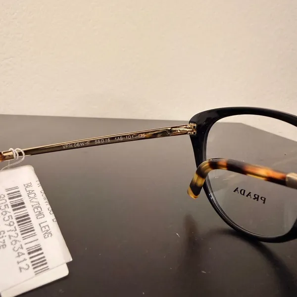 Prada Black and Gold Frames with Clear Lenses - Image 3