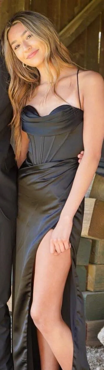 Black Slit Prom Dress Size 2 - Image 2
