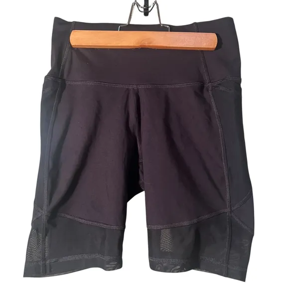 All In Motion Women's Sz Small Bike Shorts Black Mesh Hem Side Pockets High Rise - Image 3