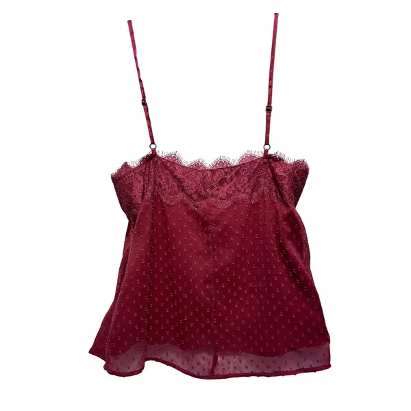 Abercrombie Fitch Women Lace Trim‎ Cami M Rose Swiss Dot Romantic Coquette Y2K - Image 2