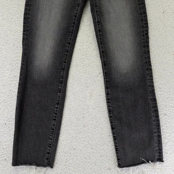 Edwin Bree Slim Straight Jeans Womens 25 Ash‎ Black Faded Raw Hem Made in USA - Image 4
