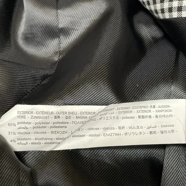 Zara Black White Gingham Plaid Checkered Long Sleeves Blazer Coat Jacket Size M - Image 5