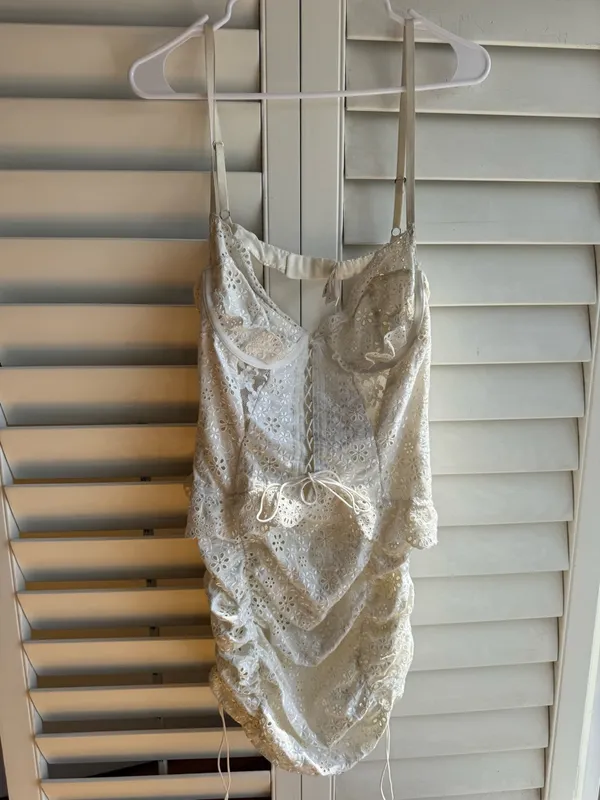 For Love & Lemons Cream Eyelet Lace Mini Dress sz L - Image 4