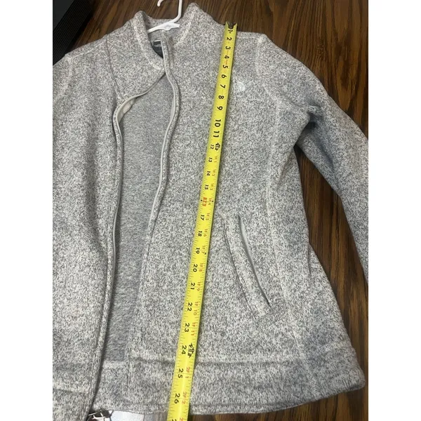 The North Face Women's Fleece Jacket Heather Gray Mock Neck Full Zip Pockets L - Image 4