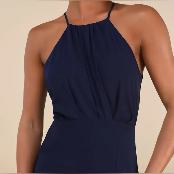 LULU’S Dreamy Date Night Navy Blue Sleeveless Midi Dress - Image 3