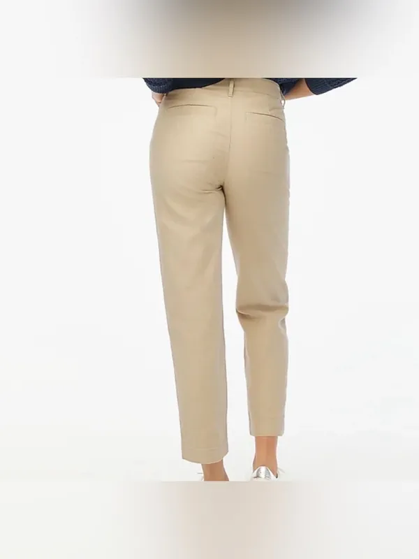 J. Crew Women’s Tan Cream Khaki Camp Straight Leg Ankle Pants 100% cotton US 4 - Image 2