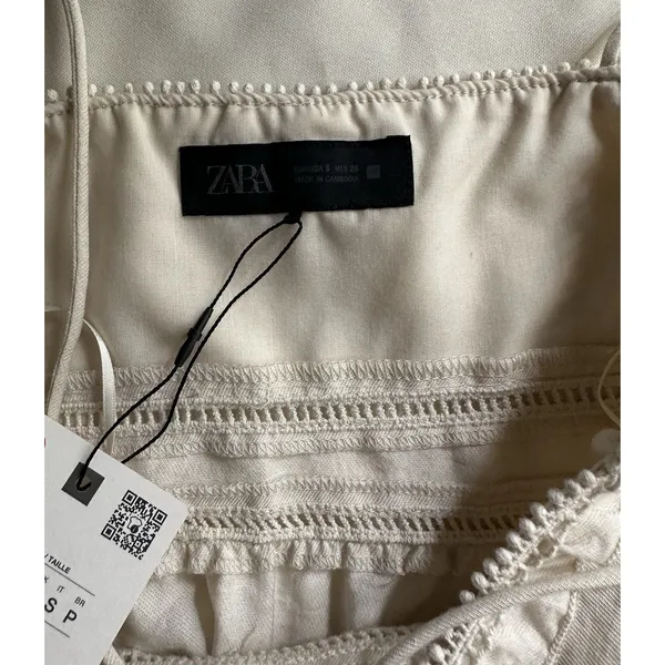 Zara Embroidered Peplum Top Beige/ Cream Size S New with Tags Women’s - Image 13