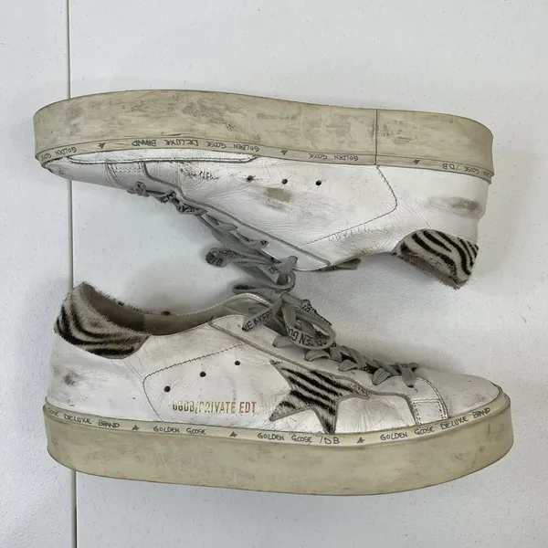 Golden Goose Size 41 Superstar Hi-Star Sneakers White Leather Zebra LTD 189/255 - Image 3
