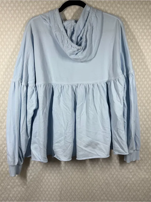 Aerie Light Blue Oversized Peplum Puff Sleeve Hoodie - Image 5