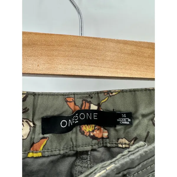 One5One Women Army Green Cotton Blend Cargo‎ Pants Size 14 MC21380ZSM - Image 5