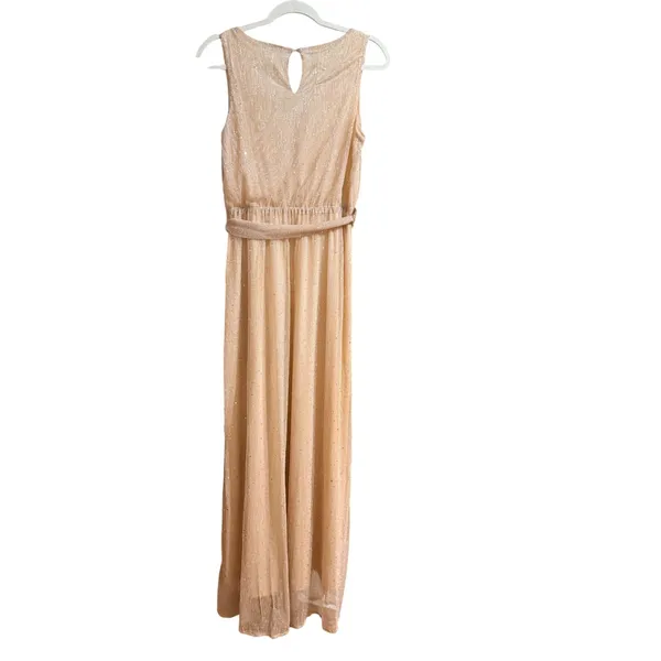 Baltic Born Sparkle Gown Champagne Gold Metallic Shimmer Maxi Dress Sz M - Image 2