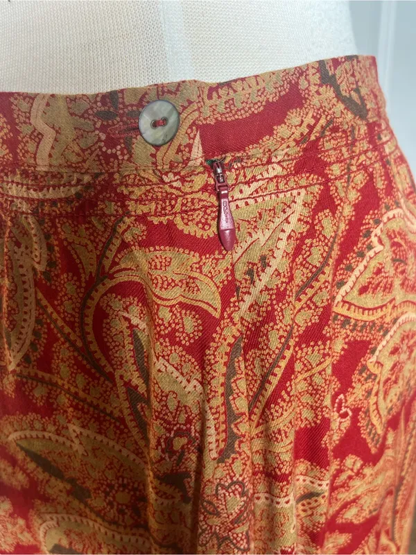 Vintage Y2K Laura Ashley Red Paisley Floral Maxi Skirt Womens Size 8 Bohemian - Image 7
