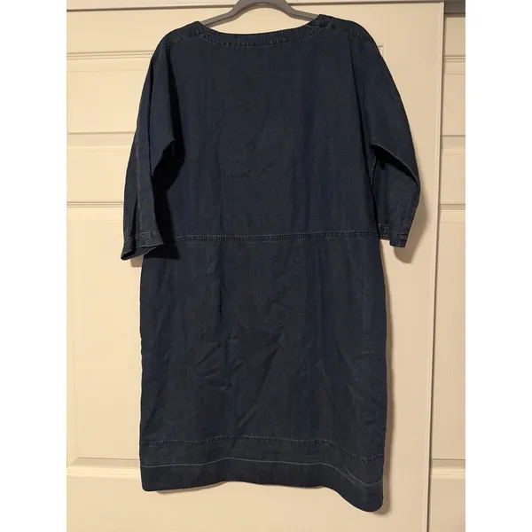 Eileen Fisher Dress Blue Tencel Organic Cotton Soft Denim Minimalist Capsule - Image 4