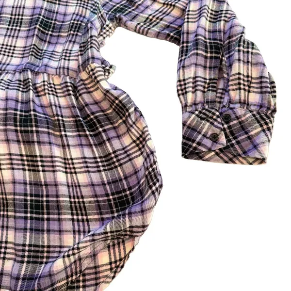 Torrid Soft Flannel Tie Back Button Up Tunic‎ Purple Plaid Size 1X - Image 7