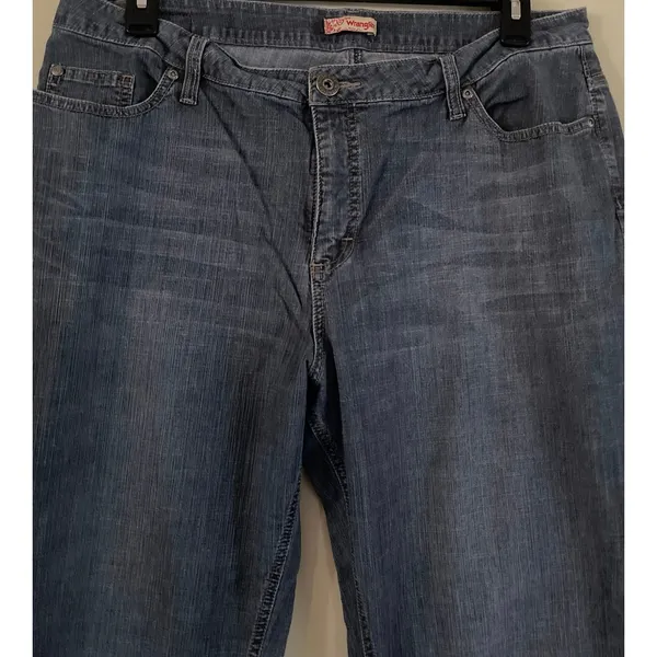 Wrangler Bootcut Blue Rinsed Distressed Denim Jeans Women’s 18 Long Loose stitch - Image 5