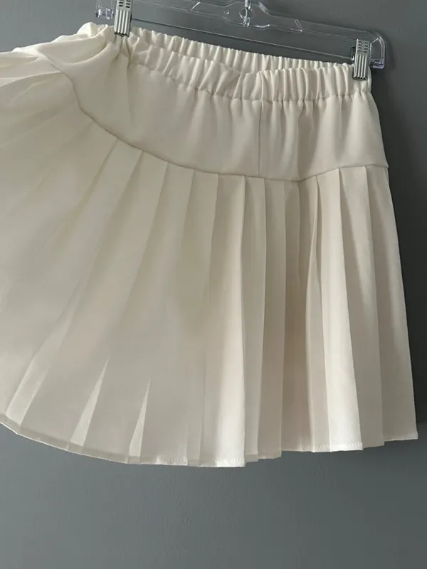 Urban CoCo Womens L Ivory Pleated Mini Skirt Tennis Preppy Coquette Academia - Image 4