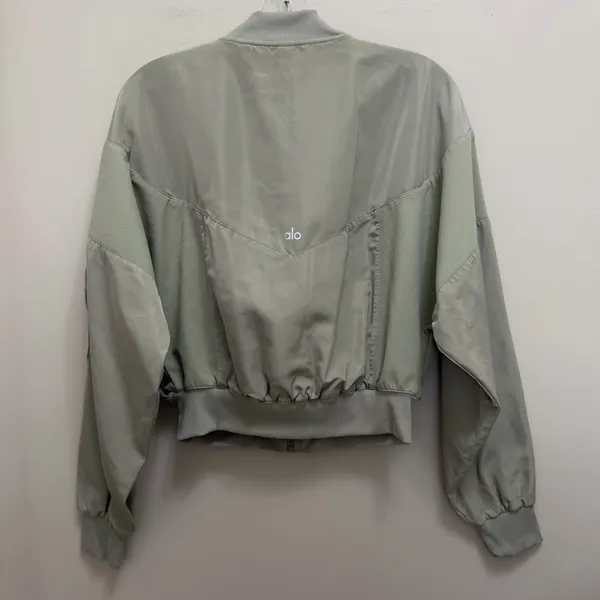 ALO Mixed Media Reinvention Bomber Jacket Limestone Green - Image 3