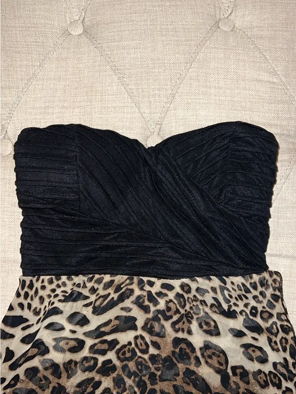 Windsor Leopard Print Asymmetrical High-Low Skirt in Brown and Black - Image 3
