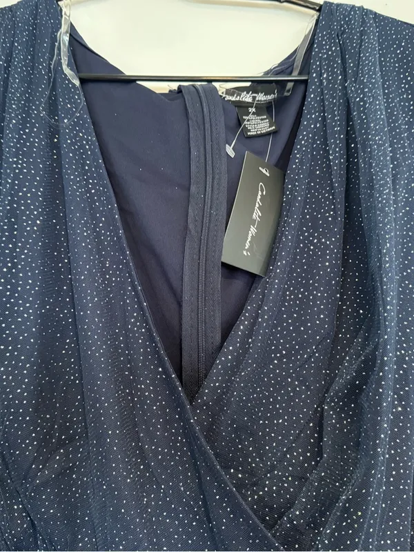 Plus-Size Navy Sparkle V-Neck Maxi Dress - Image 4