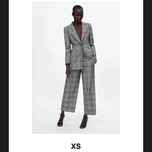 ZARA Grey Plaid wide leg culottes Size XS - Image 3