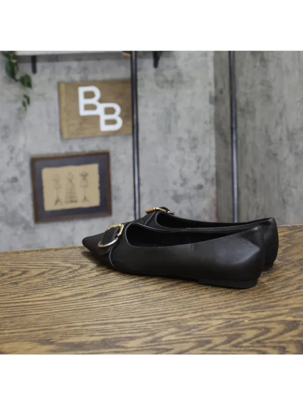 A New Day Valentina Pointed Toe Buckle Ballet Flats 94462477 Black 6M - Image 2