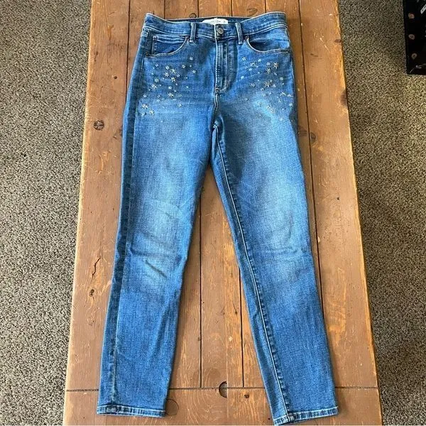 Abercrombie & Fitch Super Skinny Ankle High Rise Jeans with Star Embroidery - Image 2