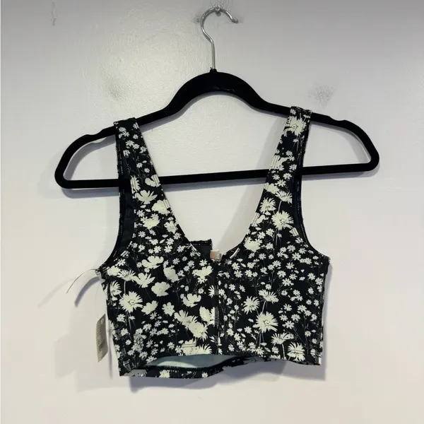 NWT Free People Movement ashford lose control black‎ floral sports bra - Image 4