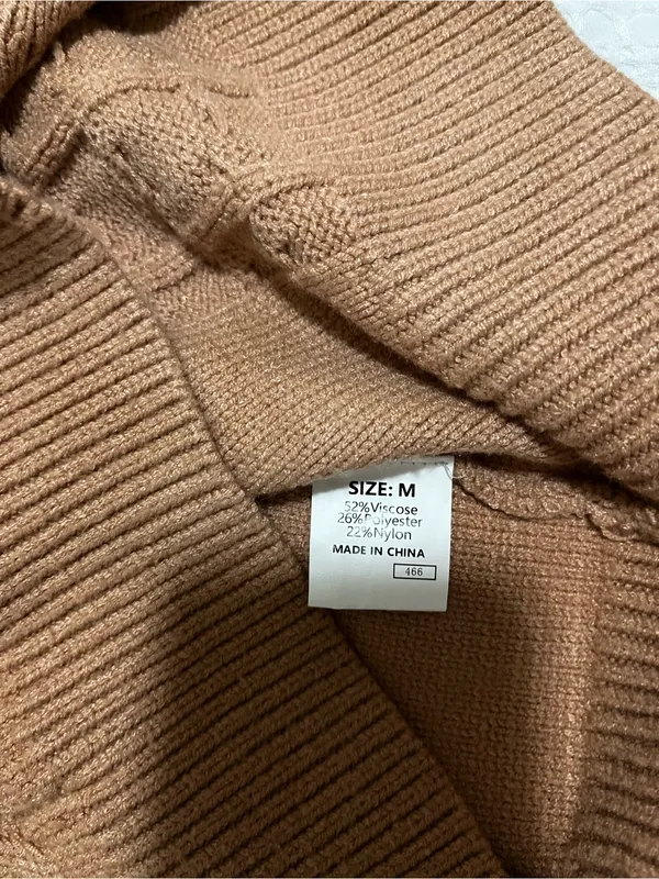 Cable Knit V-Neck Sweater Vest - Camel Tan Sz L Oversized Fit Soft Thick - Image 5