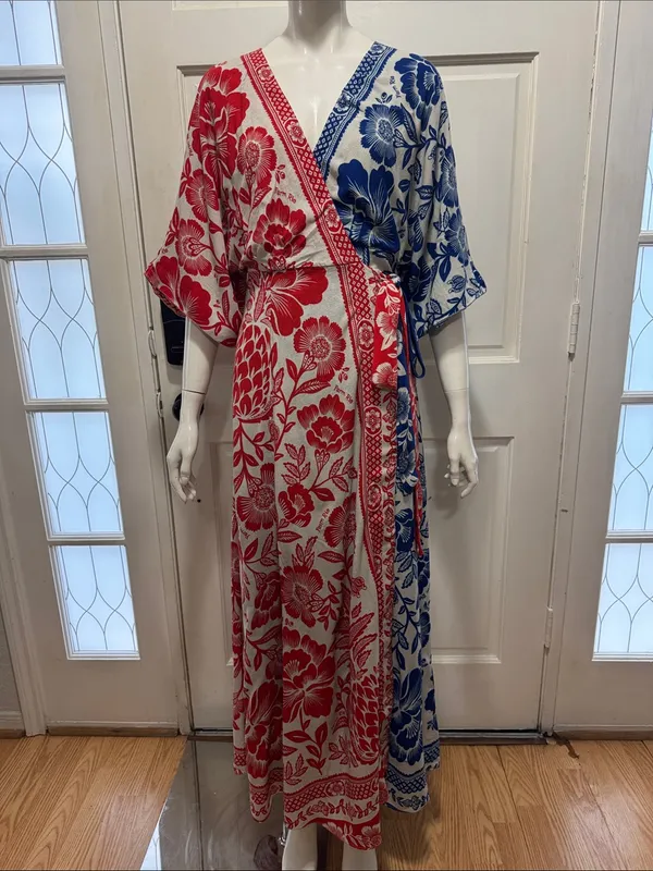Farm Rio 100% Rayon Mixed Pineapple Garden Wrap Dress Size small - Image 2