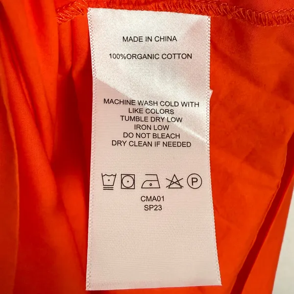 Quince 100% Organic Cotton Poplin Tiered Maxi Dress Vermillion Red Small NWT - Image 5