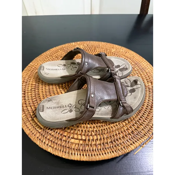 Merrell Bracken Brown Leather Slide Sandals Womens 7 J62322 Outdoor Comfort - Image 2