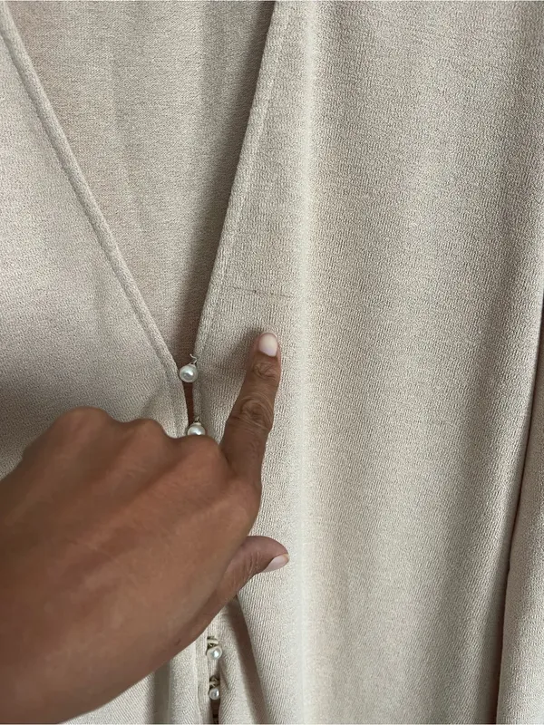 PRINCESS POLLY Beige Pearl-Button V-Neck Cardigan Sz 12 - Image 4