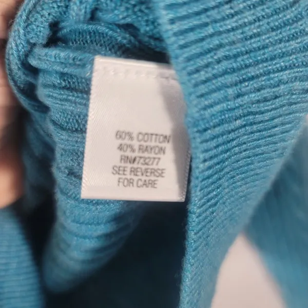Croft & Barrow Teal Blue Cable Knit Sweater Crewneck Long Sleeve Women's Size M - Image 8