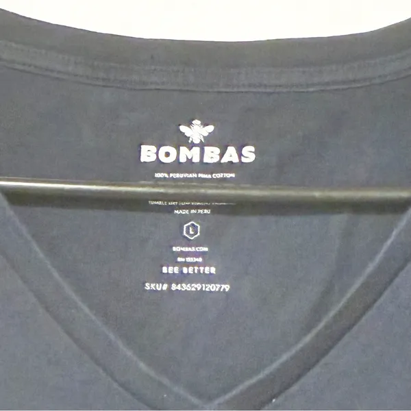 BOMBAS Dark Blue V Neck Cotton Short Sleeve T-shirt‎ Women’s Size Large - Image 2