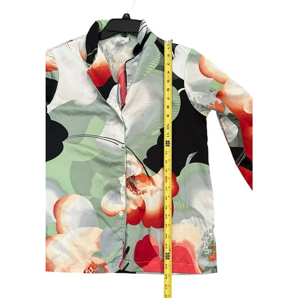 Natori Exotic Poppy Mandarin Notch Pajama Top Size Medium - Image 5