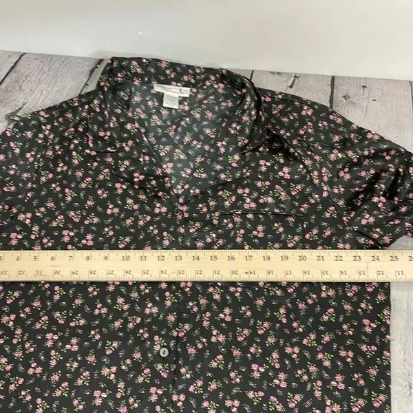 Morgan Taylor Intimates Floral Black sleep night gown button down size 2X XXL - Image 10