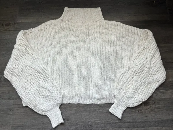 Cream Knit High Neck Sweater - Image 5