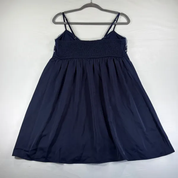 Wild‎ Fable Navy Blue Sequin Floral Babydoll Mini Dress Size Small Feminine Boho - Image 4