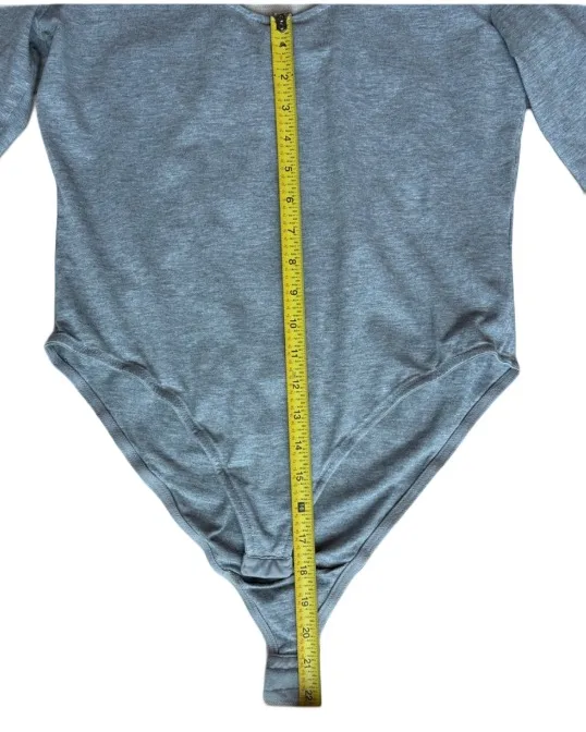 Heather Grey Basic Tee 3/4 Sleeve Bodysuit - Image 7