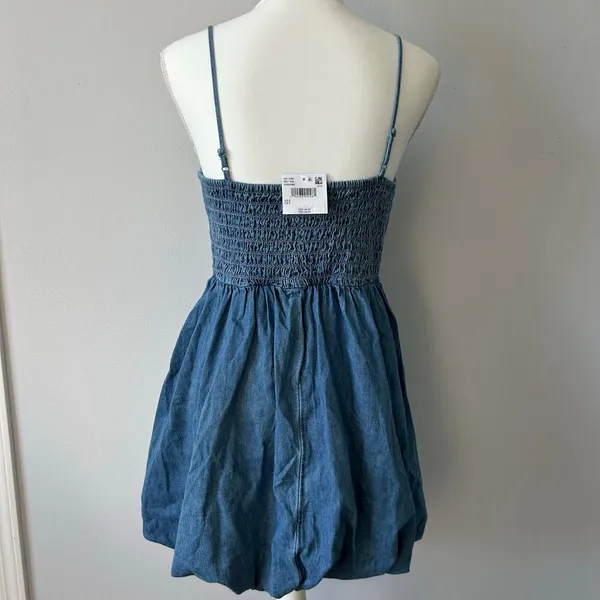 NWT American Eagle Denim Bubble Dress Strappy Mini Dress Country Western Small - Image 6