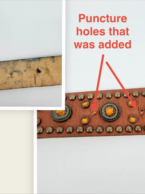 VTG Y2K Studded Western Women Belt XL Amber Accents Bronze 100% Italian Leather - Image 5