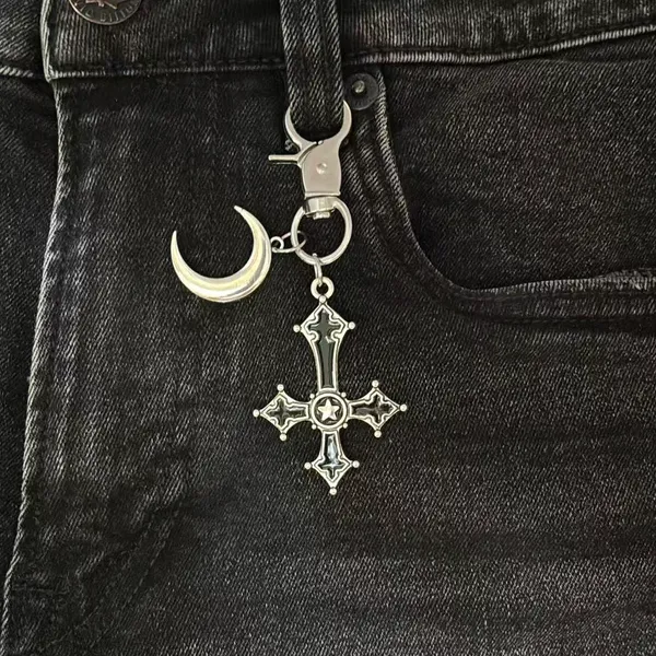 Moon Cross Keychain Charm for Men Women Car Keychain Key Ring Bag Charm - Image 5