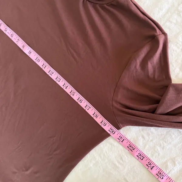 Women's Mock Neck Long Sleeve Brown Stretchy Top Size L #260245 - Image 4