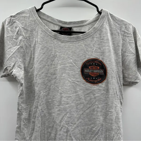 Harley Davidson Sturgis Route 12 Light Heather Gray Short Sleeve Shirt‎ Size M - Image 2
