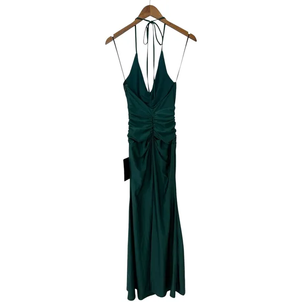 Lulus Zaniya Emerald Green Ruched Halter Maxi Dress size XXS NWT - Image 3