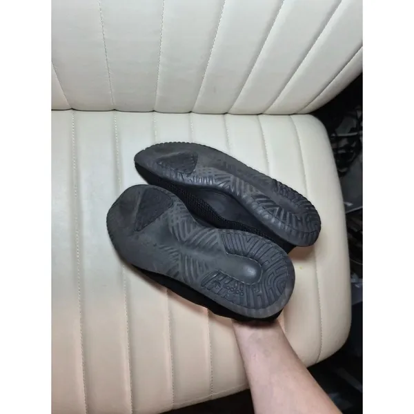 adidas Black Knit Low-Top Sneakers with Pink Trefoil - Image 6