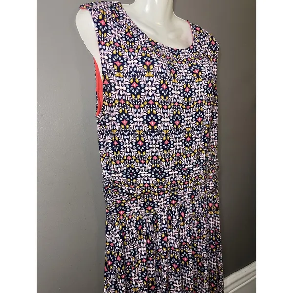 Le Lis Dress Womens Large Blue Floral Scoop Neck Jersey Maxi Sundress Casual - Image 4